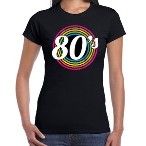 80s / eighties verkleed t-shirt zwart voor dames - 70s, 80s party verkleed outfit