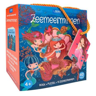 Rebo Publishers Boek, puzzel + 10 figuren - zeemeermin