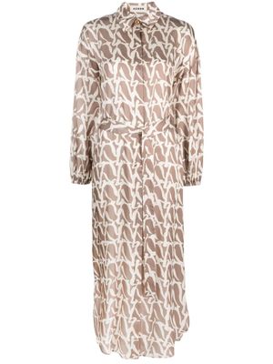 AERON robe-chemise Haywis à motif monogrammé - Marron