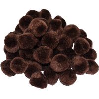 Pompons - 60x - donker bruin - 15 mm - hobby/knutsel materialen