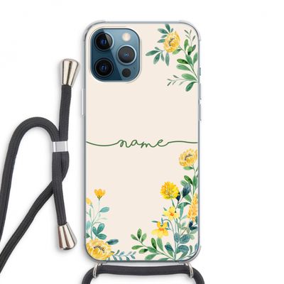 Gele bloemen: iPhone 12 Pro Max Transparant Hoesje met koord