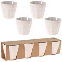 Excellent Houseware espresso/koffie kopjes - 8x - wit - porselein - 90 ml - Bekers