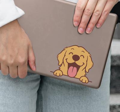 Labrador met tong uit laptop sticker
