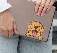 Labrador met tong uit laptop sticker