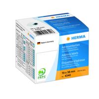 Etiket herma adres 4340 70x38mm 250st op rol wit