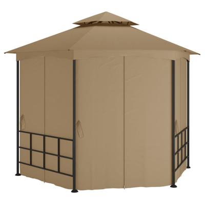 Prieel met zijwanden 3,1x2,7 m taupe