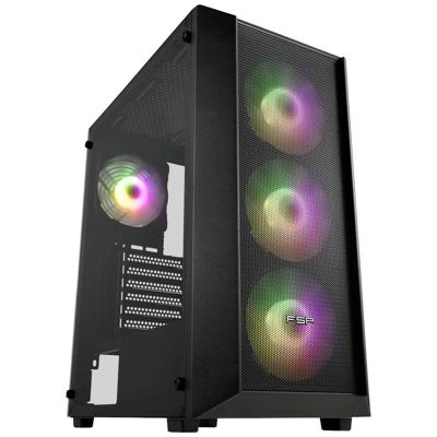 FSP Fortron CMT218 Midi-tower PC-behuizing Zwart 4 voorgeïnstalleerde LED-ventilators, Zijvenster