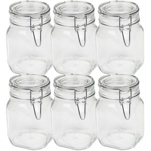 Set van 6x weckpotten/inmaakpotten 1000 ml met beugelsluiting 10,5 x 16 cm