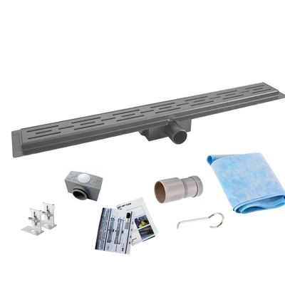 RVS Douchegoot Flens met Uitneembaar Sifon 70x7cm 6,7cm Diep GUNMETAL ROOSTER Gunmetal