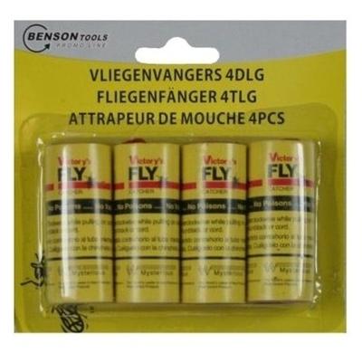 Benson Vliegenvangers - 4x stuks - plakstrip - 11x2 cm - insectenvanger