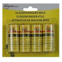 Benson Vliegenvangers - 4x stuks - plakstrip - 11x2 cm - insectenvanger