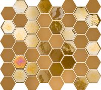 Tegelsample: The Mosaic Factory Valencia hexagon glasmozaïek tegels 28x33 mustard - thumbnail