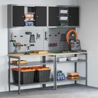 Werkbankset met plank 8 pcs Grijs 200 x 55 x 200 cm Staal