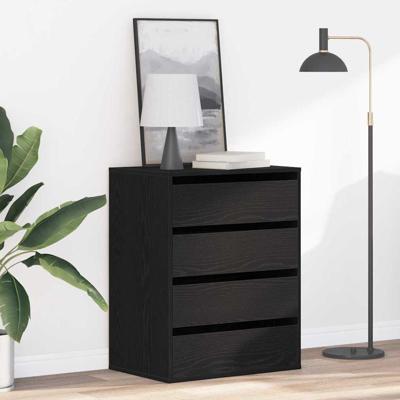 Ladekast met lade Zwart eiken 60 x 41 x 76 cm Bewerkt hout