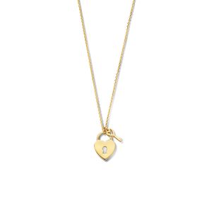 Ketting Sleutel-Hart- Slot geelgoud 40-44 cm