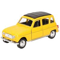 Modelauto Renault 4 - geel - 11 cm - schaalmodel auto - schaal 1:34 - pull-back