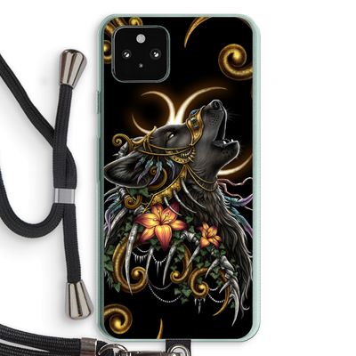 Huilende Wolf: Pixel 5a 5G Transparant Hoesje met koord