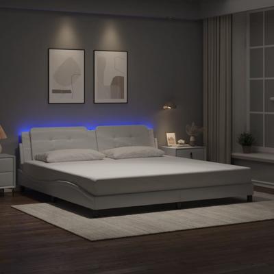 Bedframe met LED zonder matras "Zadar" kunstleer wit 200x200 cm