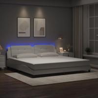 Bedframe met LED zonder matras "Zadar" kunstleer wit 200x200 cm