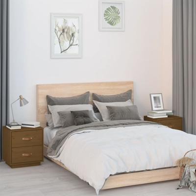 Nachtkastjes 2 st 40x34x45 cm massief grenenhout honingbruin