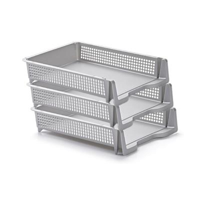 Kantoor postbakjes - Pakket van 10x stuks - A4 formaat - Zilvergrijs - Stapelbaar brievenbakjes - Ka