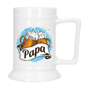 Cadeau Bierpul voor papa - blauw - embleem - keramiek - 530 ml - Vaderdag