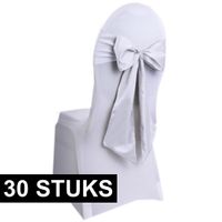 30x Bruiloft stoel decoratie witte strikken - thumbnail