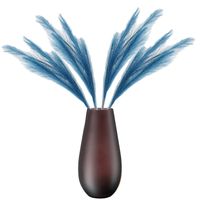 Kunstbloemen bloemstuk pluimen boeket in vaas - blauw/bruin tinten - 80 cm hoog - Kunstbloemen - thumbnail