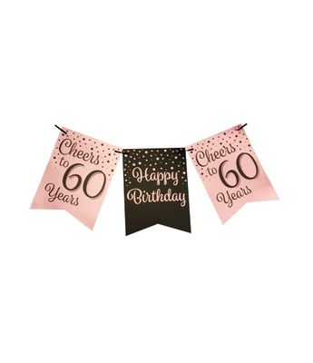 Verjaardagsslinger Vaandel 60 Jaar Roze/Zwart (6m)