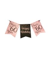 Verjaardagsslinger Vaandel 60 Jaar Roze/Zwart (6m)