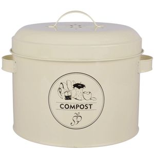 Gebroken wit compostbak/composter met deksel 632 ml