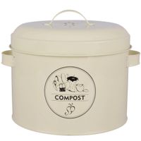 Gebroken wit compostbak/composter met deksel 632 ml