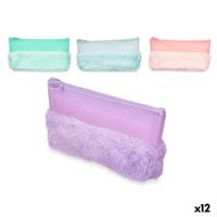 Schoolpennenzak Pincello Blauw Groen Paars Roze 21 x 9 x 3 cm Pompon (12 Stuks)