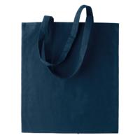 Shopper schoudertasje - donkerblauw - katoen - 38x42 cm - met hengels - 11 liter