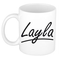 Layla voornaam kado beker / mok sierlijke letters - gepersonaliseerde mok met naam   -