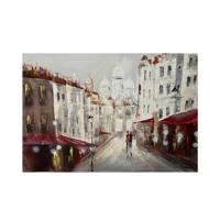 Canvas Schilderij Mondiart Straatbeeld rood/wit