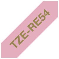 Brother Brother TZe-RE54 - Seidig - Gold auf Pin Labeltape Tapekleur: Roze Tekstkleur: Goud 4 m