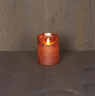 Anna&apos;s Collection LED kaars flame effect rustiek 7.5x10cm koper 1 stuks