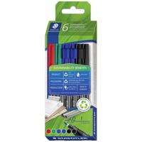 Staedtler Foliestift Lumocolor® permanent pen 318 318 C6-1 Rood, Blauw, Groen, Zwart Staedtler Foliestift Lumocolor® permanent pen 318 318 C6-1 Rood, Blauw, Groen, Zwart