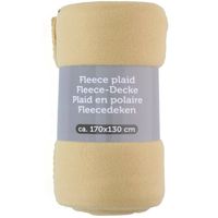 Polyester fleece deken/dekentje/plaid 170 x 130 cm licht geel - Plaids - thumbnail