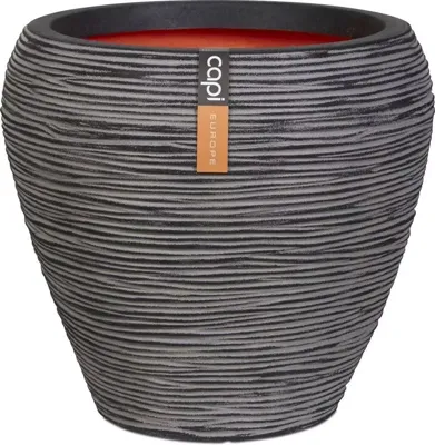 Capi nature rib nl bloempot tapered round 42x38 cm antraciet