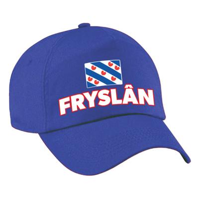 Verkleed feest pet - blauw - Friesland - vlag/landen thema - zonneklep pet