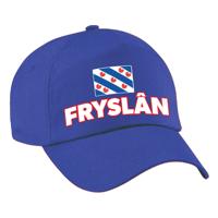 Verkleed feest pet - blauw - Friesland - vlag/landen thema - zonneklep pet