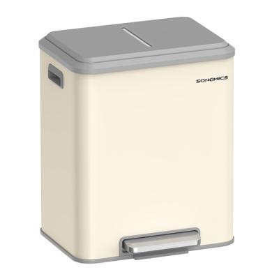Vuilnisemmer met twee vakken en softclose deksel, Zandbeige