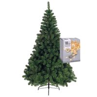 Kerstboom 150 cm incl. kerstverlichting lichtsnoer warm wit - thumbnail