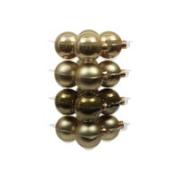 16x stuks glazen kerstballen dusky lime goud/groen tinten 8 cm mat/glans - thumbnail