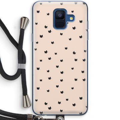 Kleine kattenkopjes: Samsung Galaxy A6 (2018) Transparant Hoesje met koord