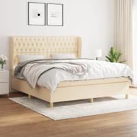 Boxspring met matras stof crèmekleurig 180x200 cm