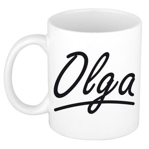 Naam cadeau mok / beker Olga met sierlijke letters 300 ml