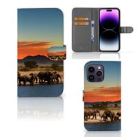 iPhone 15 Pro Max | Telefoonhoesje | Met pasjeshouder | Olifanten
